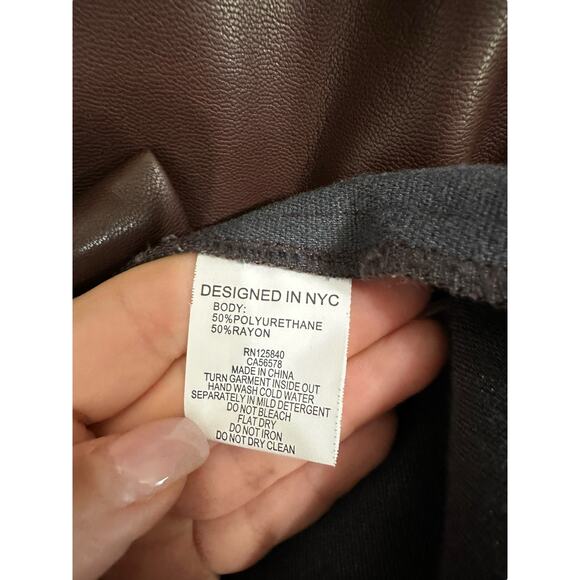 Intermix faux brown leather faux wrap long sleeve dress size 8 - Picture 8 of 9